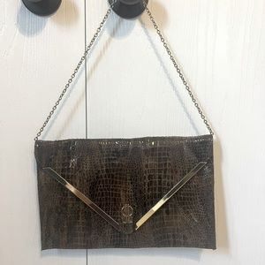J. Lo Purse Faux Snakeskin with Gold Hardware and Chain